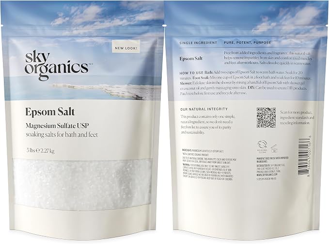 Sky Organics - Epsom Salt Bath Soak, 5 lbs - Magnesium Sulfate USP - 100% Pure - Image 8