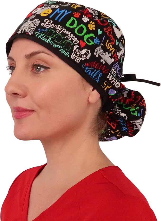 Sparkling EARTH Big Hair Ponytail Classic Surgical Style Scrub Working Cap by SparklingEARTH