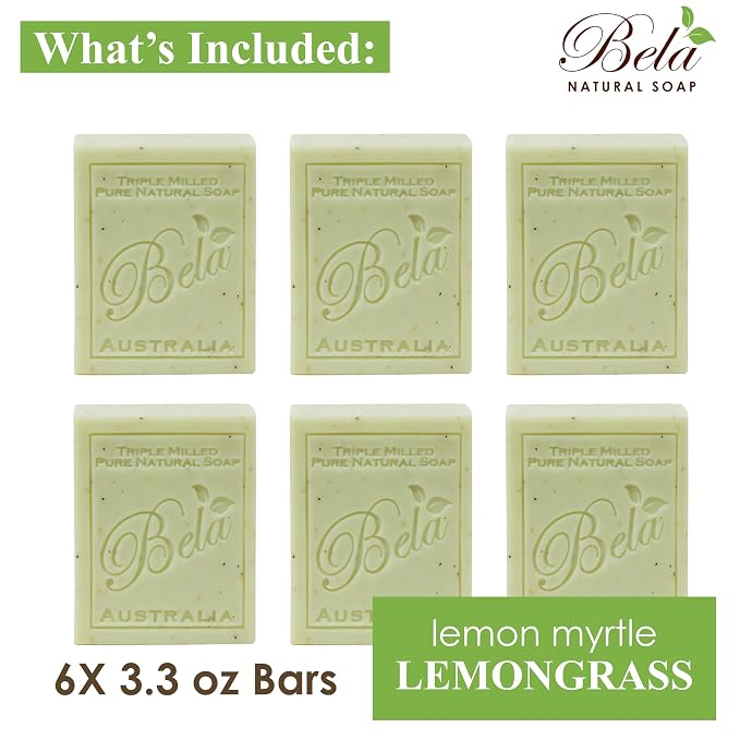 BELA Lemon Myrtle and Lemongrass Soap Bars 3.3 OZ French Triple Milled Bar Soap - Image 2