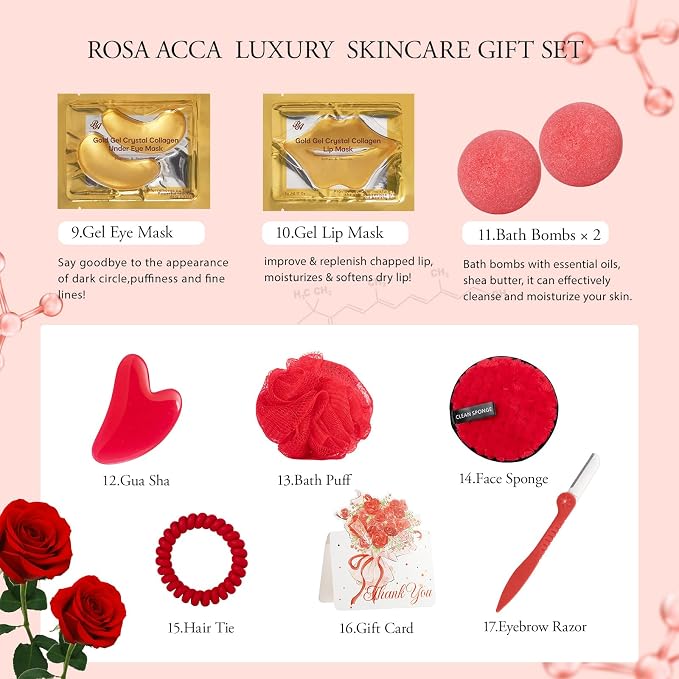 23 Pcs Mother's Day Gift, Rose Facial Skin Care Gifts Set - Image 5