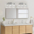 comzler 3-Light Bathroom Light Fixtures Over Mirror, Brushed Nickel Crystal - Image 6