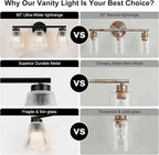 OCIOC Black Bathroom Vanity Lights, 3-Light Modern Bathroom Light Fixtures - Image 5