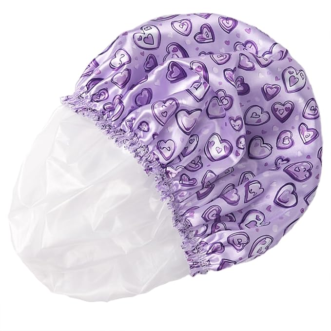 4 PCS Shower Cap for Women, Elastic and Reusable Bath Caps, Double Layers - Image 8