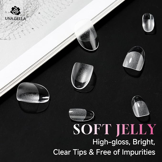 UNA GELLA Short Oval Round Nail Tips Pre Etched Short Oval Gel Nail Tips Soft - Image 9