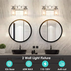 ShineTech 2-Light Bathroom Vanity Light Fixture, Brushed Nickel Bathroom Light - Image 3