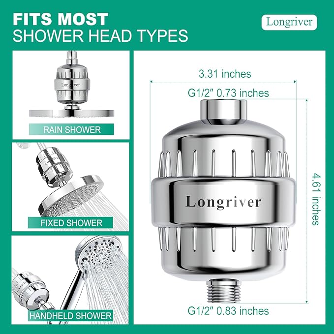 R7 Shower Filter with 3 Replacement Cartridge High Put Shower Water Filter - Image 3