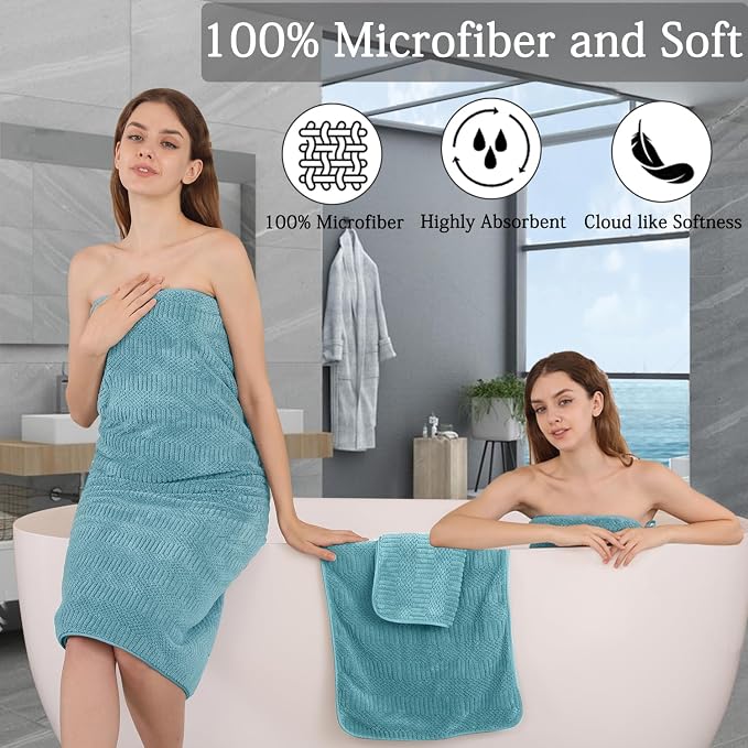 Ycosy 4 Pack Extra Large Microfiber Bath Towels Set, 35x70 inches, Less Lint - Image 4