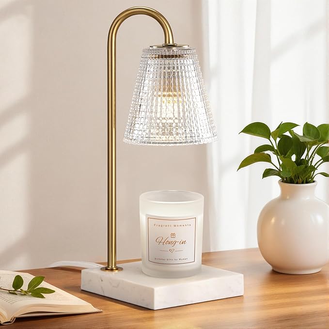 Hong-in Modern Gold and Marble Candle Warmer Lamp by Hong-in