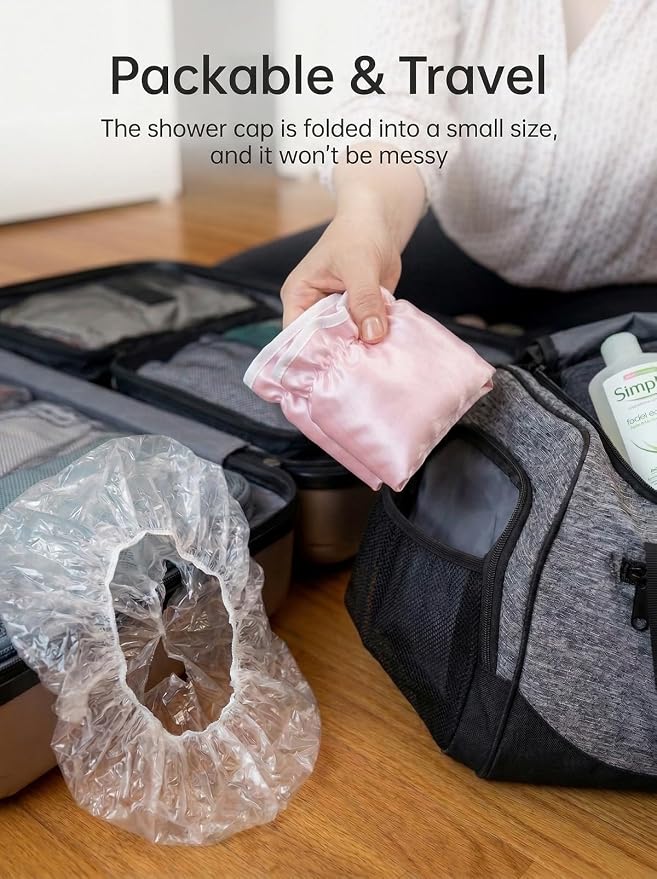 Aquior Shower Cap for Women, Waterproof Reusable Hair Cap - Image 5