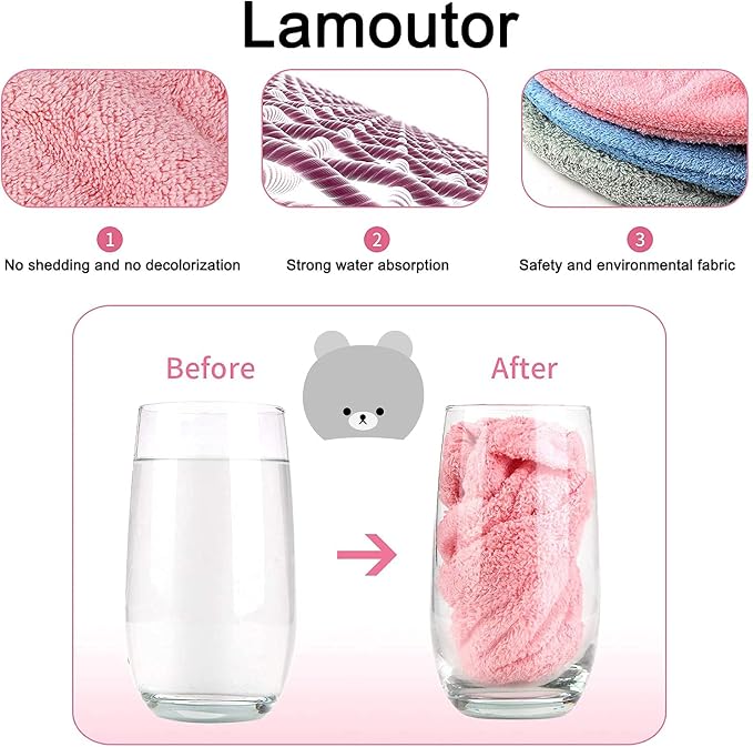 Lamoutor 3Pcs Hair Drying Towel - Image 3