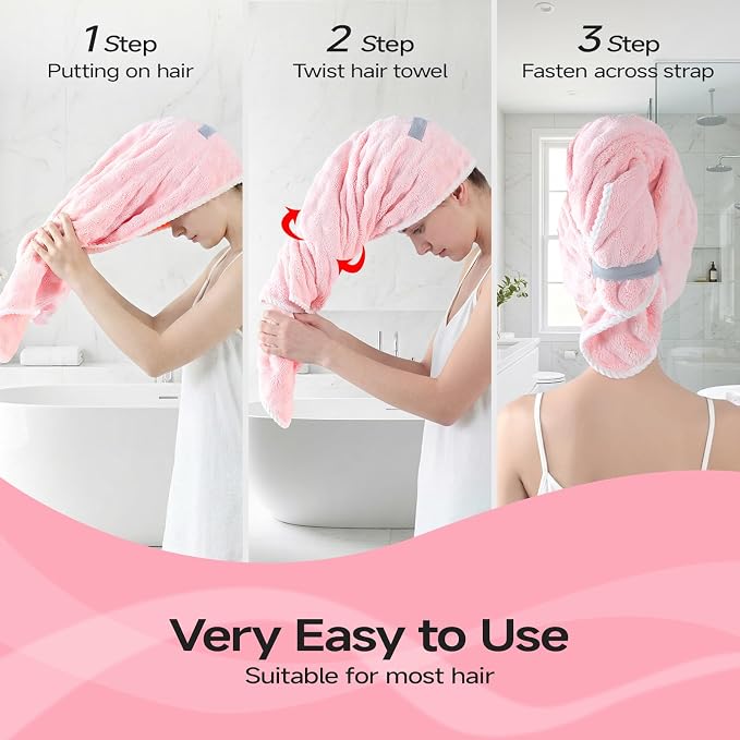 REDKISS 3 Pack Extra Large Microfiber Hair Towels - Image 4