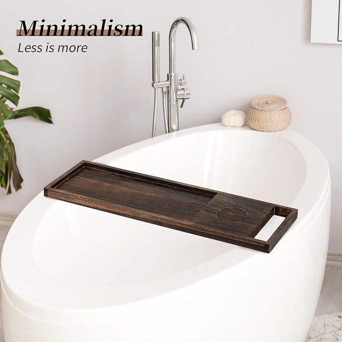 Hanobe Bathtub Tray Bath Caddy: 31" Wooden Tub Shelf - Image 7