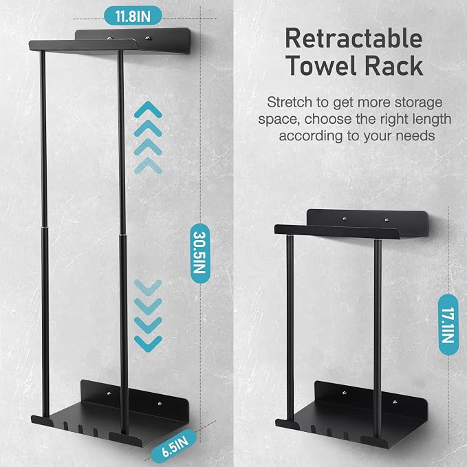 Hommtina Bathroom Towel Storage Black Towel Holder Bathroom Decor Aesthetic - Image 4