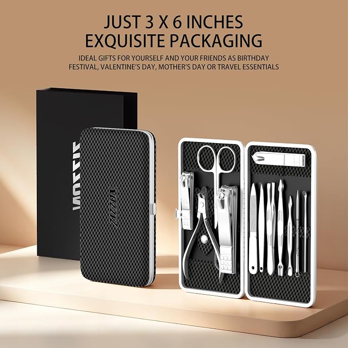 ZIZZON Manicure, Pedicure Kit, Nail Clippers Set of 12Pcs, Professional - Image 7