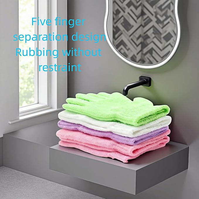4 Pairs Exfoliating Bath Gloves, Nylon Double Sided Exfoliating Gloves - Image 9