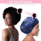 3 Pack Extra Large Double Layer Adjustable Shower Caps - Image 2