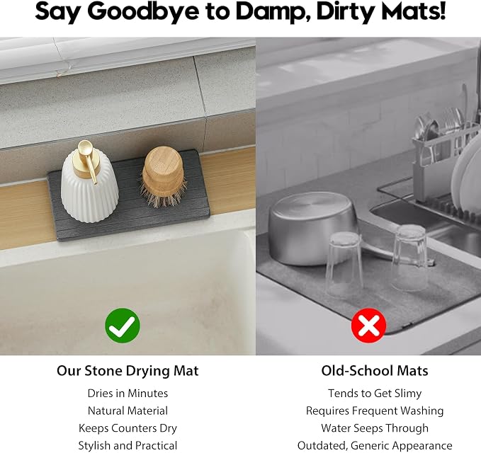 3 Pack Diatomite Stone Sink Tray, Water Absorbing Mat - Image 4