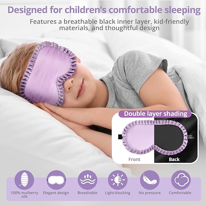 Kids Sleep Mask, 100% Real Mulberry Silk Eye Mask, Sleeping Mask - Image 4