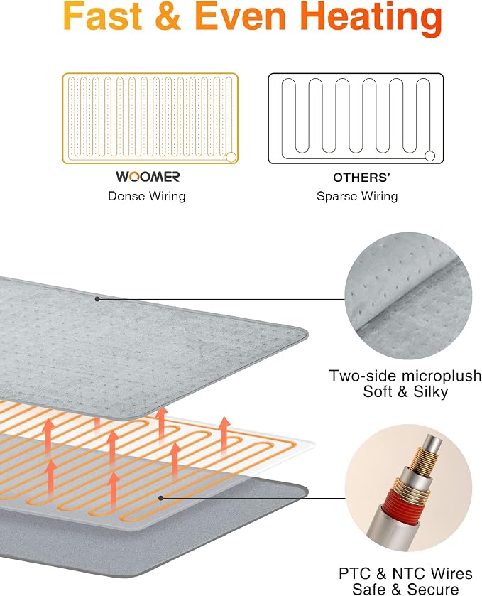 WOOMER Extra Large Heating Pad, Electric Heating Pad - Image 3