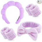 Chanaco Makeup, Skincare & Face Wash Headband, Wrist Towels, Spa Headband by Chanaco