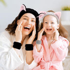 AMCAMI 6 Pcs Spa Set, Cute Make Up Cat Ears Headband Plush Animal Makeup - Image 4