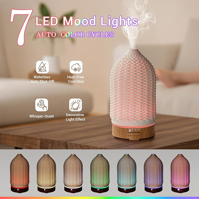 VICTORIA AROMA Ultrasonic Essential Oil Diffuser 100ML 3D Printing Ceramic - Image 3