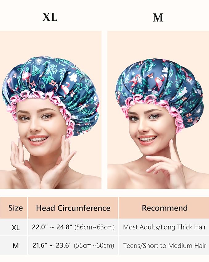 mikimini Flamingo Medium Shower Caps Pack of 2, Shower Cap - Image 2