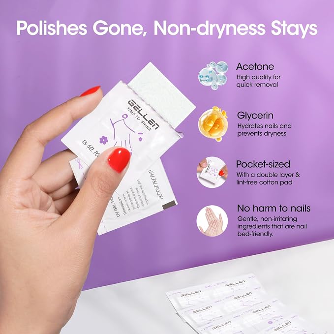 Gellen 100 Pack Nail Cleanser Pads and Polish Remover Pads, Acetone Nail Polish - Image 4