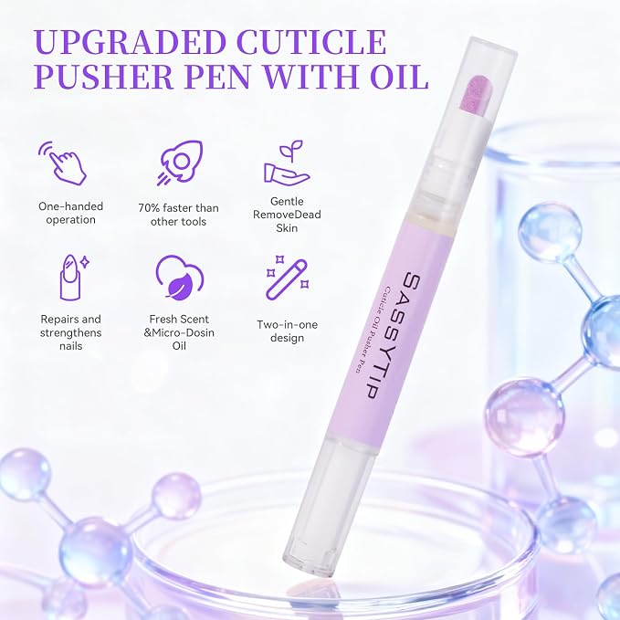 Ceramic Cuticle Pusher & Oil Pen, 2ml Rose/Lavender/Fragrance Free Scented Nail - Image 2