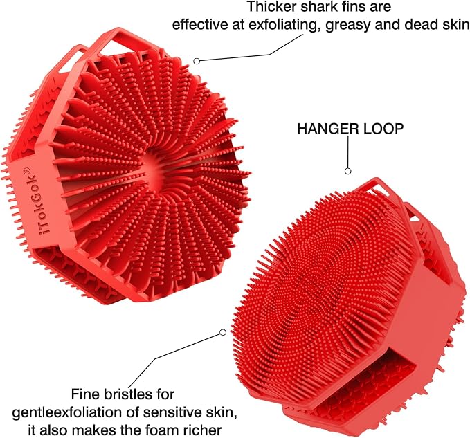 iTokGoK® Silver-Infused 2-in-1 Silicone Body Scrubber, Double-Sided Design Body - Image 6