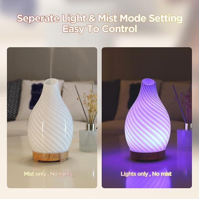 INRORANS Art Glass Essential Oil Diffuser - 160ml Ultrasonic Cool Mist Scent - Image 6