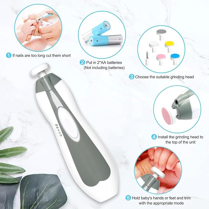 Qunlions life Baby Nail Trimmer Electric, 6 in 1 Baby Nail File Clippers Infant - Image 6