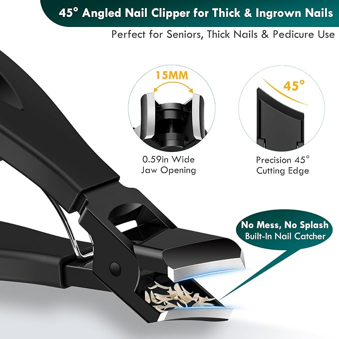 5-in-1 Professional Ingrown Toenail Tools Kit, Wide Jaw Slanted Nail Clippers & - Image 3