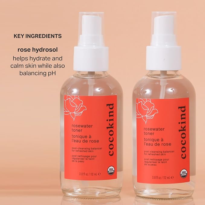 Rosewater Facial Toner by Cocokind, Double Cleanse, and Balance Skins pH - Image 3