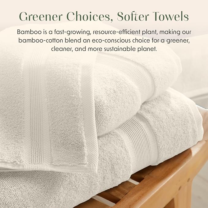 Springtree Home Luxury Viscose from Bamboo Bath Towel Set of 4 | 35% Viscose - Image 4