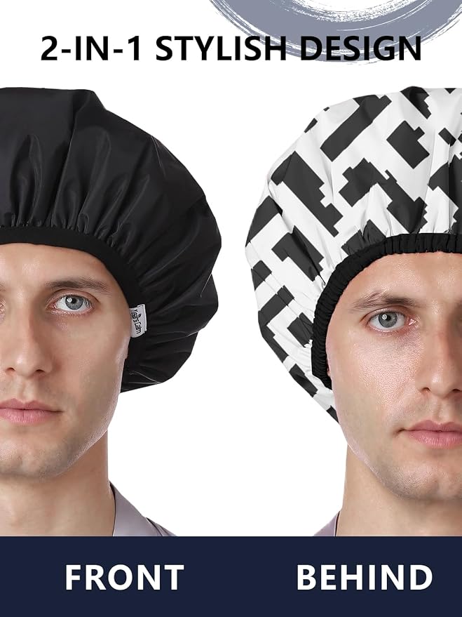 Years calm Men Shower Cap Reusable Waterproof, Dual-Layer Design, Double-Sided - Image 3