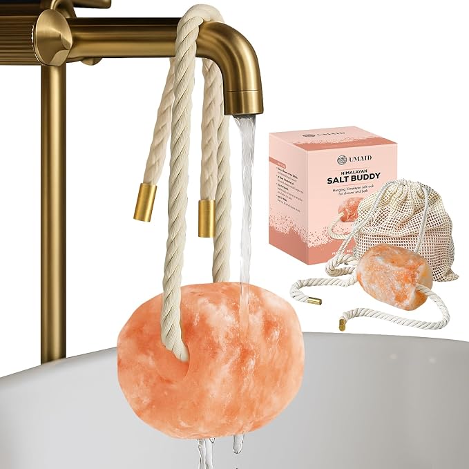 UMAID Himalayan Pink Salt Rock for Shower & Bath – Salt Buddy™ 2 lb Hanging by UMAID