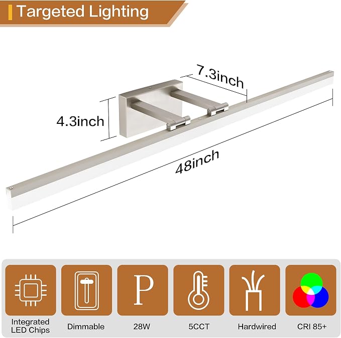 SOLFART 5 Color Temperature Dimmable 47.2 Inch Bathroom Light Fixtures Over - Image 7