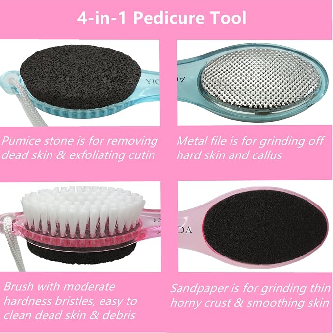 Foot File Callus Remover 4-in-1, Scrubber Brush, Foot Rasp and Sand Paper - Image 2
