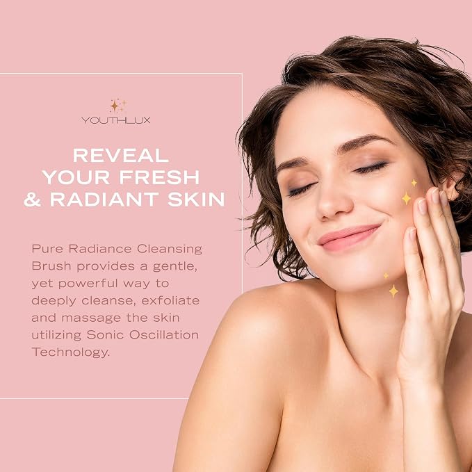 YouthLab Pure Radiance, Vibrating Facial Cleansing Brush, 3 Modes, 3 Brush Heads - Image 5