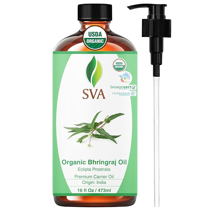 SVA Organic Bhringraj Oil 16oz Premium Carrier Oil by SVAORGANICS
