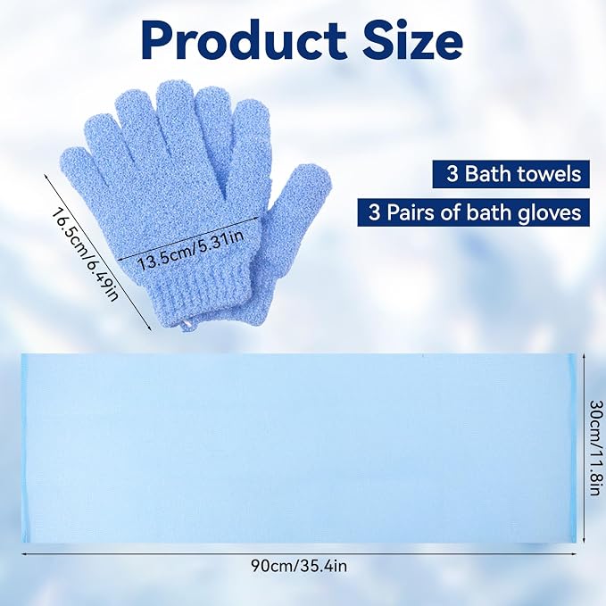 6 Pack African Net Sponge Exfoliating Glove Set, Including 3 Pcs Bath Sponge - Image 2