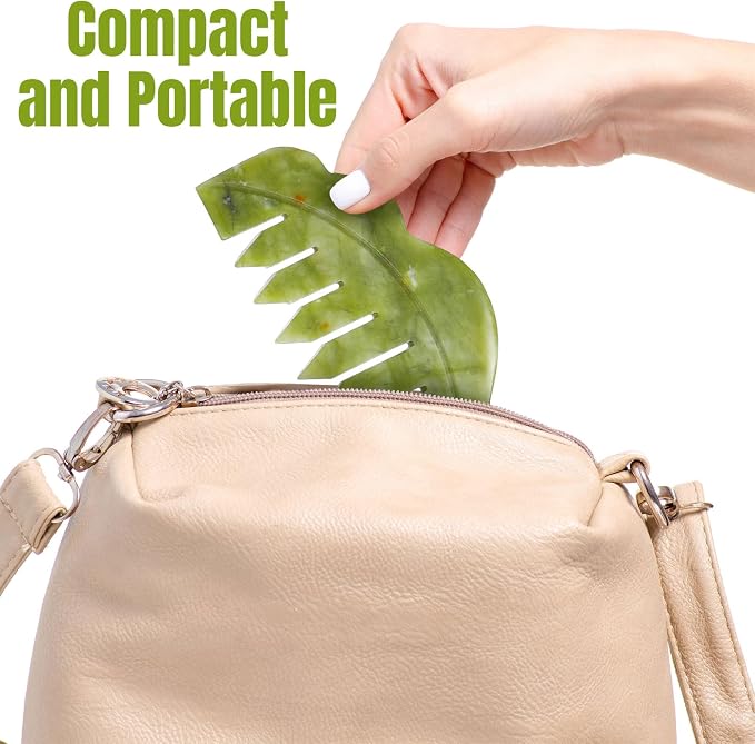 Geiserailie 2 Pcs Jade Combs Esthetician Supplies Massage Stone Hair Gua Sha - Image 6
