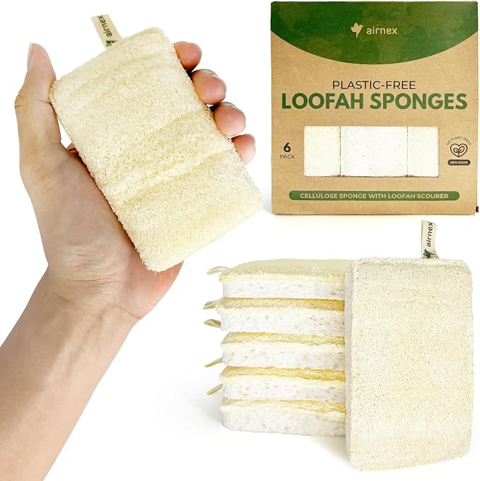 AIRNEX Natural Loofah Sponges for Dishes by Airnex