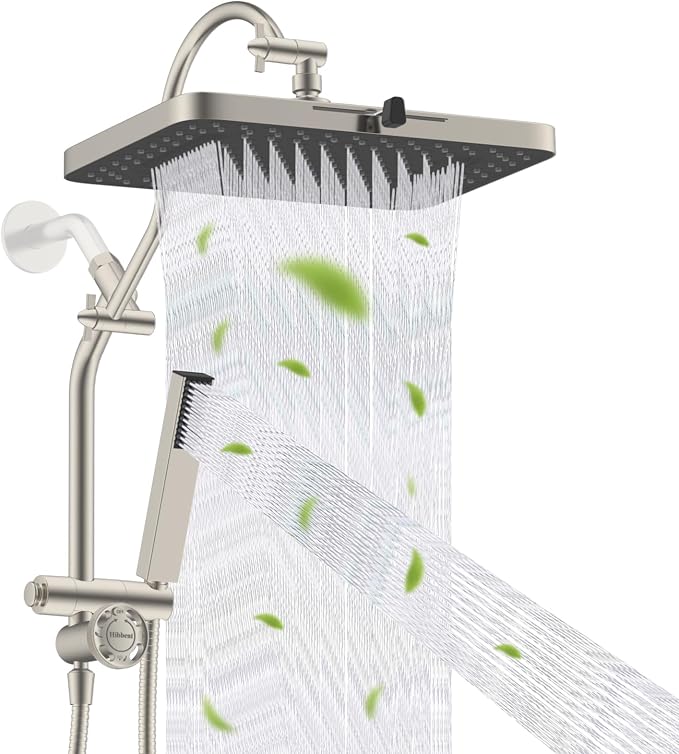 Hibbent 13'' cUPC Certified Shower Head Combo, High Pressure 5-spray Rainfall by Hibbent