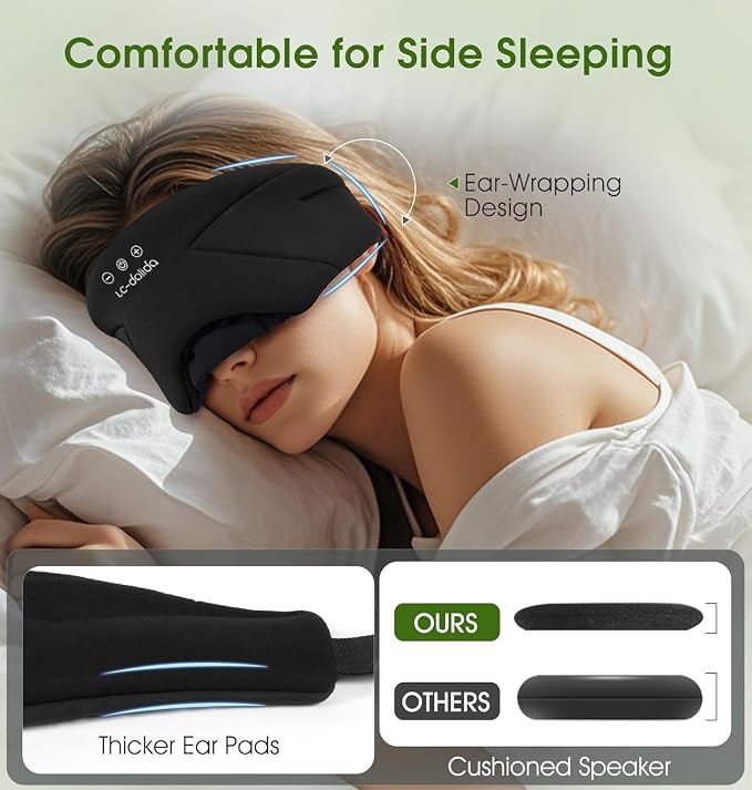 Sleep Mask with Headphones Bluetooth 5.4, LC-dolida Wireless Music Eye Mask - Image 3