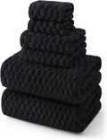 REDKISS Black Microfiber Towels Set of 6-35x70 Inches Oversized Bath Sheets by REDKISSOnline
