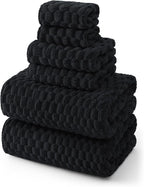 REDKISS Black Microfiber Towels Set of 6-35x70 Inches Oversized Bath Sheets by REDKISSOnline