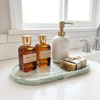 YKAJO Oval Real Marble Tray for Bathroom Kitchen Counter Stone Decorative - Image 2