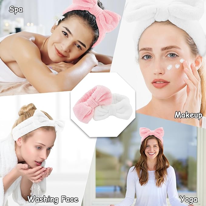 Casoty Black White Pink Skincare Headband - Image 4
